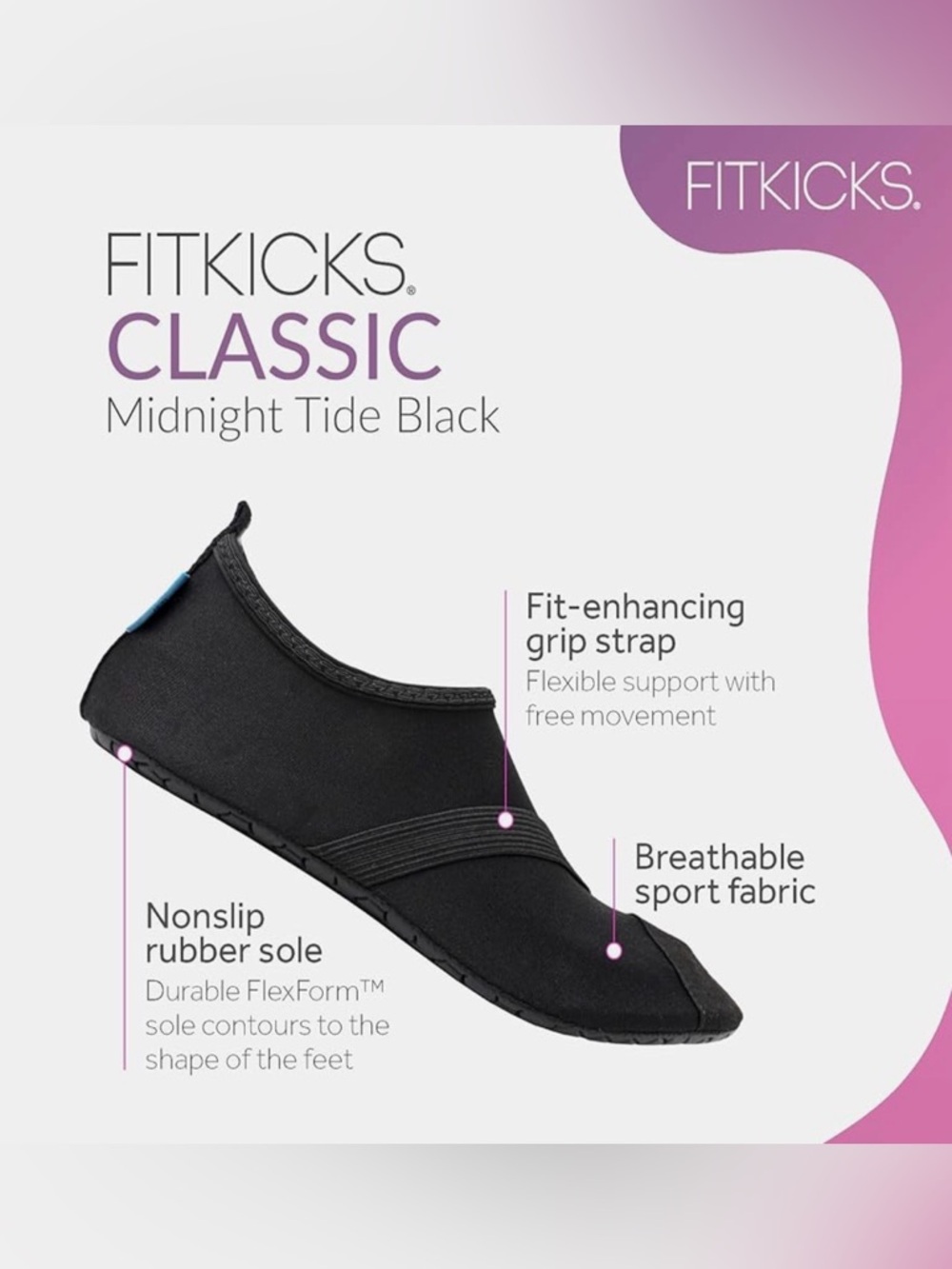 FitKicks Classic Women's Athletic Shoe - Midnight Tide Black